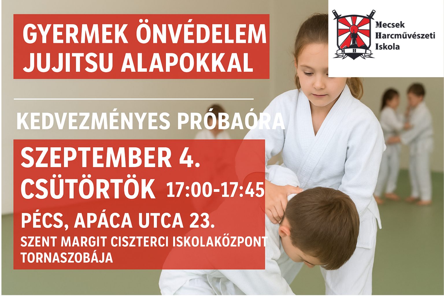 Gyermek önvédelem Jujitsu alapokkal – kedvezményes próbaóra Pécsen